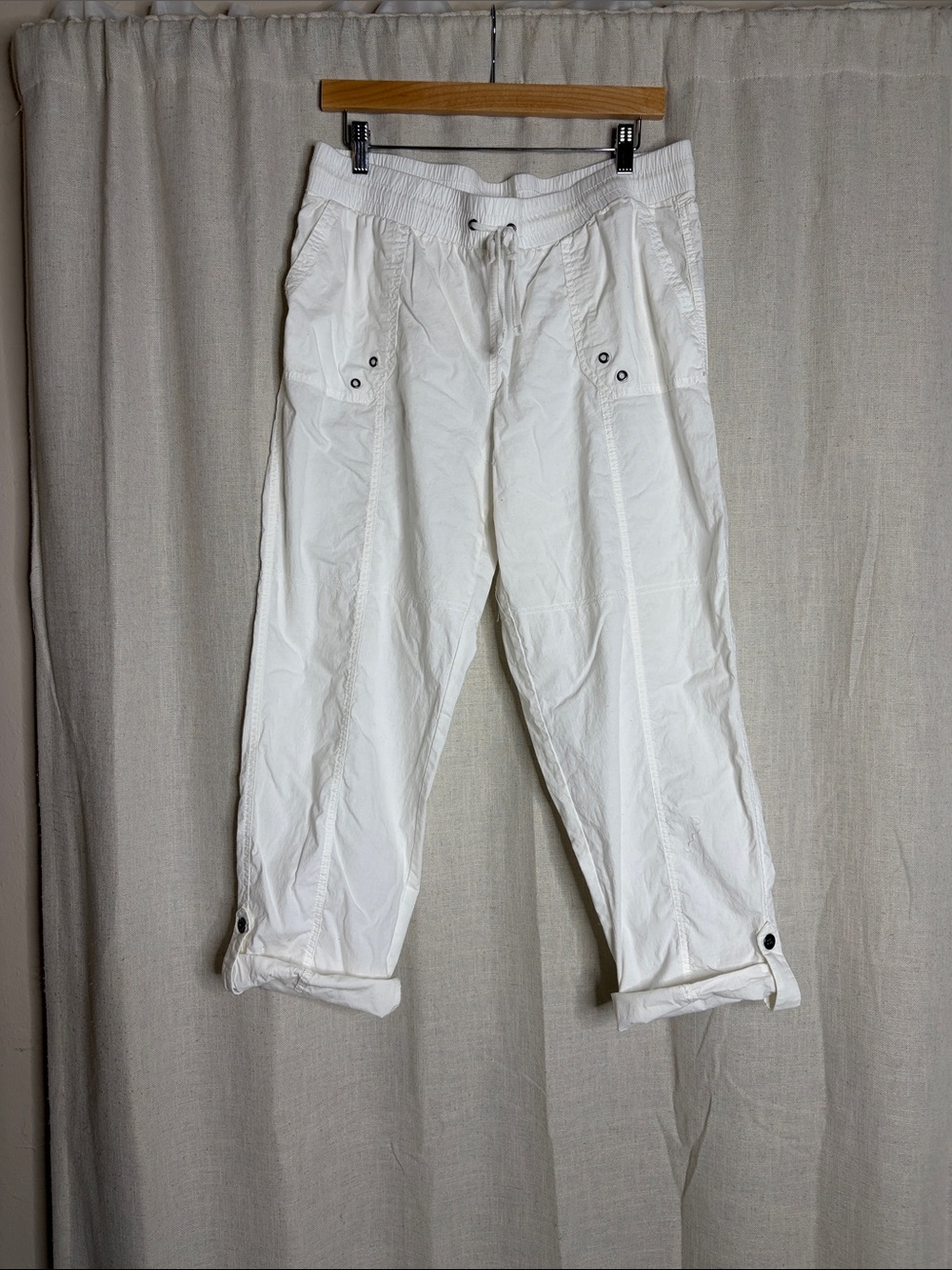 Palm río woman cargo pants size L  White Casual Drawstring Pants